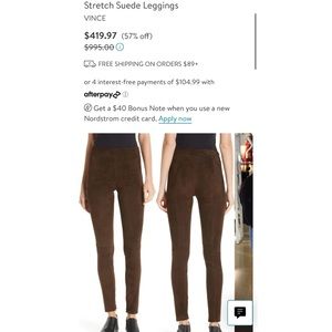 NWT - Vince Suede Leggings